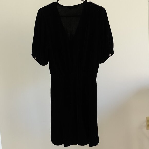 NWT Zara Black Velvet Mini Dress w/ Jewel Buttons Women Size M - Picture 5 of 10
